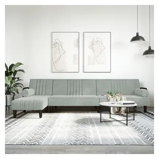 vidaXL Schlafsofa in L-Form Hellgrau 260x140x70 cm Samt