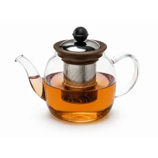 Rungassi Teekanne Glas Teekanne 1000 ml mit Glasfilter & Deckel Elegante Teezubereitung braun