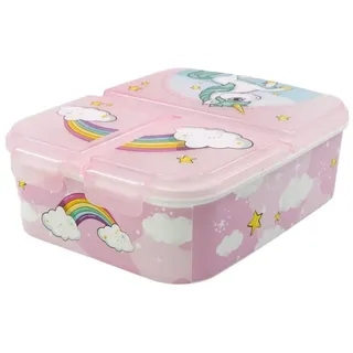 Tinisu Lunchbox Einhorn Brotdose Mädchen Kinder Lunchbox Sandwichbox mit 3 Fächern