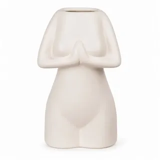 ReWu Dekovase Keramik Vase Women’s Body 18 cm Deko Blumenvase weiß