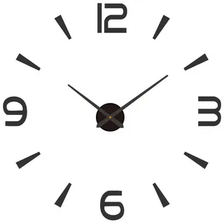 Cbei Wanduhr 80-130cm große einfache-Wanduhr 3D DIY Acryl-Uhr stille Deko-Uhren (Lautlos für Restaurants Wohnzimmer Schlafzimmer Dekoration Uhr) schwarz
