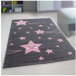 Kinderteppich Sternenmotiv Kinderteppich Kinderzimmer Babyzimmer Flachflorteppich, Miovani rosa 120 cm x 170 cm