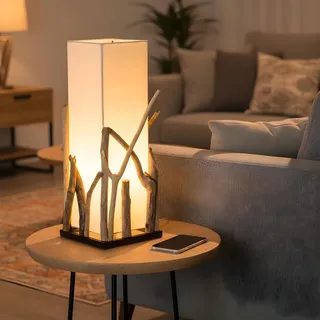 levandeo Treibholzlampe H50cm Tischlampe Braun Beige Tischleuchte aus recyceltem Holz Holzlampe Design Treibholz Maritim Unikat