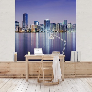 Apalis Vliestapete Purple Miami Beach Fototapete Quadrat | Vlies Tapete Wandtapete Wandbild Foto 3D Fototapete für Schlafzimmer Wohnzimmer Küche | Größe: 192x192 cm, mehrfarbig, 95437