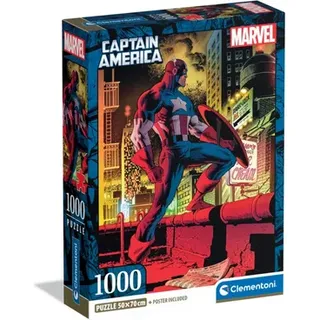 CLEMENTONI 37049 Puzzle 1000 Teile Marvel Collection Compact Marvel Captain America