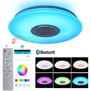(60 W) LED-Musik-Deckenleuchte mit Bluetooth-Lautsprecher, Lautsprecher mit hoher Klangqualität, dimmbare, moderne, flächenbündige Deckenleuchte...