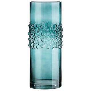GILDE Dekoobjekt Glas Vase Sparkle petrol mittig mit Bubbles Höhe 34cm