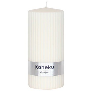 Rillenkerze POWDER - beige - DH 7x15 cm