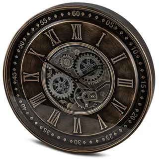 formano Wanduhr MOVE (drehende Zahnräder) braun