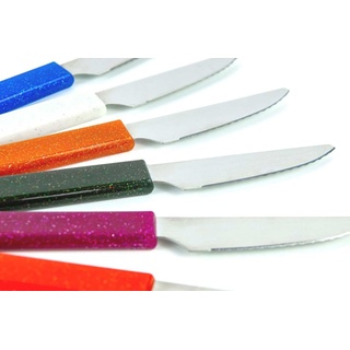 LaXon Brötchenmesser 6 Stück | rostfreie Frühstücksmesser mit Wellenschliff, 6er Set Messer, scharfe Küchenmesser, spülmaschinenfestes Messerset bunt, Pizzamesser, ohne Gravur