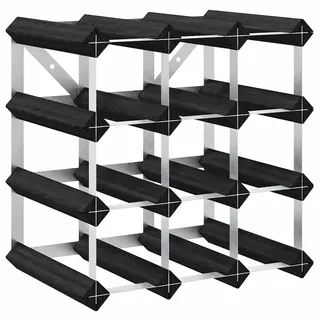 vidaXL Weinregal für 12 Flaschen Schwarz Massivholz Kiefer