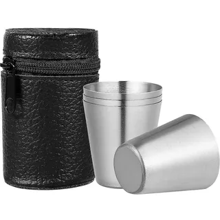Set Aus Edelstahlbechern, Kleine, Tragbare Becher Für Camping Und Picknicks, Weingläser Aus Metall