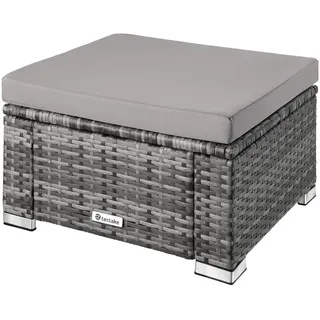 Tectake Rattan Sitzhocker 53 x 53 x 26 cm grau