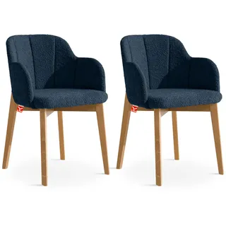 Konsimo® Polsterstuhl, Dunkelblau, Holz, 55x82x54 cm, Esszimmer, Stühle, Esszimmerstühle, Armlehnenstühle