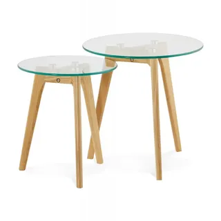 KADIMA DESIGN Runder Satztisch aus Holz und Glas | Skandinavisches Design | Gr.: onesize