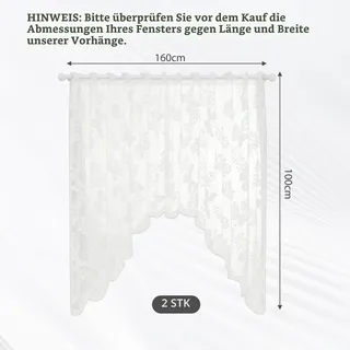 Scheibengardinen 160x100cm Lwezgi 2 Stück Schmetterling Transparent Retro Küche