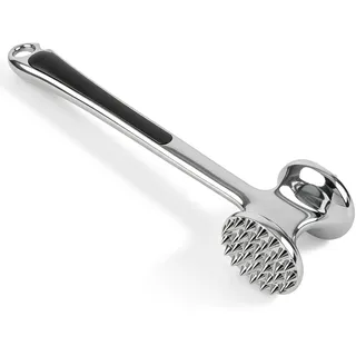 Edelstahl Fleischklopfer doppelseitig mit groben und feinen Zacken spülmaschinenfest ergonomischer Griff 22 cm für Steak Schnitzel Rind Schwein Huhn als Meat Tenderizer