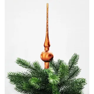 Jack Christbaumspitze Thüringer Glas 28cm Spitze Mundgeblasen Eislack Glanz Matt, Farbe:Braun Eislack