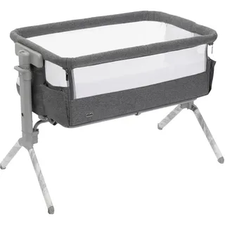 Chicco Next2Me Armonia Baby Beistellbett, aufklappbare Seitengitter, 11 Höhenstufen, höhenverstellbar von 66 bis 83 cm, 4 Rollen, hervorragende Luftzirkulation, dunkelgrau meliert