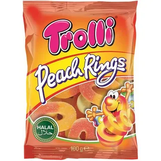 fruchtgummi-sauer Trolli Peach Rings Halal saures Fruchtgummi mit Schaumzucker 100g