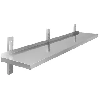 GastroHero Wandboard Edelstahl Wandboard 160x30 cm Wandregal Küche Gastro, Chrom-Nickel-Stahl, Tragkraft 95 kg, hygienische Oberfläche silberfarben