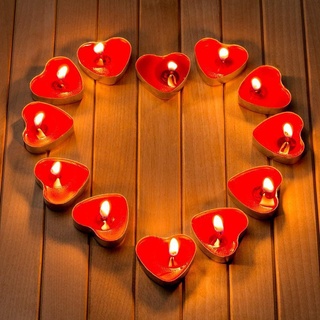 Teelichter Herzform Romantische Kerzen 50 Stück Rauchfreie Herz Kerzen für Geburtstag, Vorschlag, Hochzeit, Party, Valentinstag (Rot)