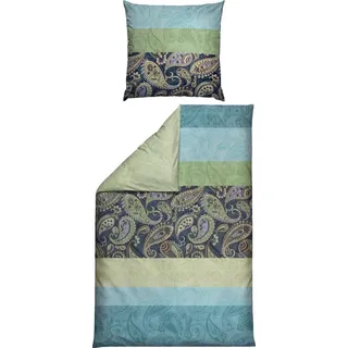 Erwin Müller Mako-Satin Wendebettwäsche Paisley Grün 155 x 220 cm + 80 x 80 cm