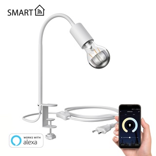 Klemmleuchte LELE mit Schwanenhals, weiß + E27 LED Lampe 486lm, Smart Home, warmweiß - kaltweiß