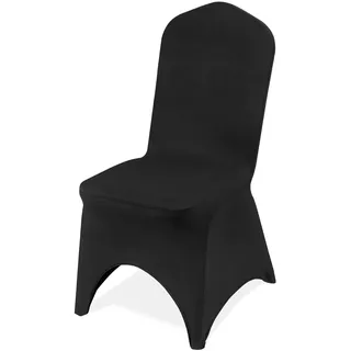 VEVOR Stuhlhussen aus Elastischem Spandex für Klappstühle, Universell Passender, Gewölbter Vorderbezug, Abnehmbare &Waschbare Schonbezüge, für Hochzeit, Urlaub, Party, Feier, (50 Stück, Schwarz)