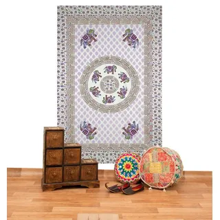 KUNST UND MAGIE Wandteppich Tagesdecke Wandbehang Deko Tuch Elefant Mandala Wandteppich 135x200cm rot