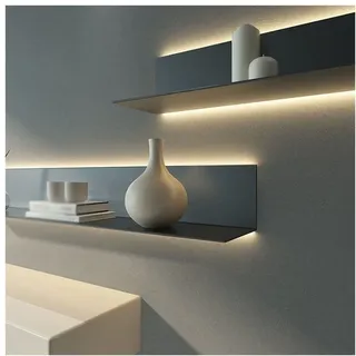 1 Stück Schwimmendes Wandregal Aus Metall Mit Eingebautem Beleuchtetem LED-Licht Für -DIY Linear Floating Shelf Für Badezimmer, Schlafzimmer, Wohnzimmer ( Farbe : Schwarz , Größe : 100x20x6cm )