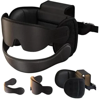 LuxusKollektion Reisekissen Reisekissen Flugzeugkissen 3D Augenmaske 360Grad Kinnriemen Schwarz schwarz