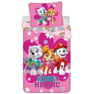 PAW PATROL Kinderbettwäsche Paw Patrol rosa Bettwäsche für Mädchen, Baumwolle 140cm x 200cm rosa