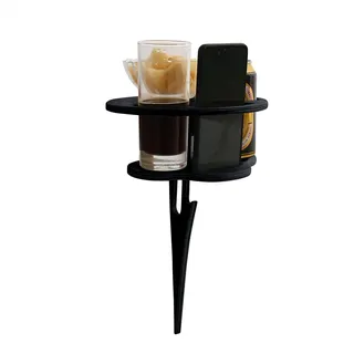 Giftik Klappbarer Weintisch für den Außenbereich, tragbarer Picknicktisch, kleines Weinglasregal aus Holz, tragbarer Klapptisch für Outdoor, Garten, Reisen, Strand, Camping, Party (schwarz)