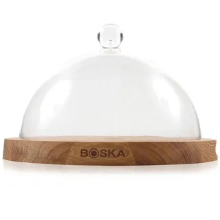Boska Servierbrett Rund Friends mit Glocke / hält Käse länger frisch / 23,8 cm / Holz / Kunststoff / Braun