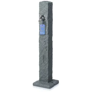 YourCasa Gartenbrunnen Wassersäule Garten, Stein-Optik, 98 cm, Wasserzapfsäule, 24 cm Breite, Verchromter Metallhahn mit Schlauchanschluss schwarz