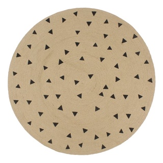 Teppich Handgefertigt Jute mit Dreiecksmuster 150 cm, furnicato, Runde schwarz