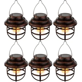 GLOBO Solarleuchte Kunststoff, Metall 6er Set spritzwassergeschützt braun