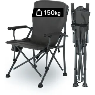 qeedo Johnny XL Campingstuhl 150 kg stabil – kompakter Camping Klappstuhl ideal für Camping, Garten, Festival & Angeln – Campingstuhl faltbar mit gepolsterter Rückenlehne & Getränkehalter