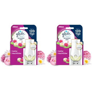 Glade electric scented oil Halter, elektrischer Raumduft Duftstecker mit Duftöl inkl. 1 Nachfüller, Relaxing Zen, 1 er Pack, (1x20 ml) (Packung mit 2)