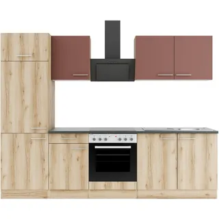 OPTIFIT Küchenzeile Bari407 270 cm Rostrot/Wildeiche