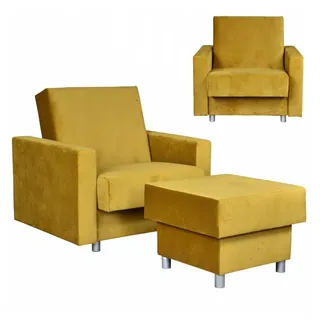 Family Meble Sessel Family Meble Schlafsessel Alicja mit Hocker Samt New Velo 101 97x95x93 gelb