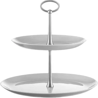 AMBITION Etagere 2 Etagen grau Valencia ⌀25 cm Glas Servierständer Edelstahl für Obst Kuchen Cupcakes rund
