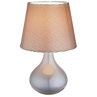 Nachttischleuchte mit Textilschirm Beige Nachttischlampe Dekolampe (Tischlampe, Grauer Keramikfuß, 27 cm, Durchmesser 17 cm)