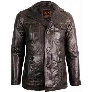 MDM Lederblazer Herren Vintage Lederjacke im 70er Jahre Stil Vintage Leder Blazer im 70er / 80er Stil S
