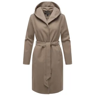 Marikoo Damen, Übergangsmantel (XS-3XL) - Eleganter Wickel Mantel mit Taillengürtel Oversized Hood Kapuze