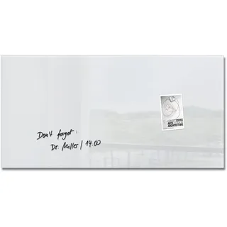 SIGEL GL146 Premium Glas-Whiteboard 91x46 cm super-weiß hochglänzend, SGS geprüft, einfache Montage, incl. 3 starke Magnete, Glas-Magnettafel für Büro & Schule, Artverum