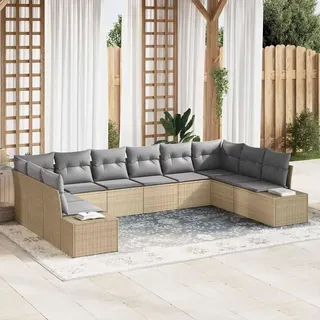 vidaXL Gartenlounge-Set 10-tlg. Loungesofa beige