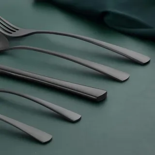Besteckset für 12 Personen, 60-teilig, rostfreies Besteckset, schwarz matt, Besteckset mit Messer, Gabel, Löffel, hochwertiges rostfreies Besteck...