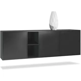 Vladon 182 x 53 x 35 cm Schwarz matt